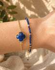 Milos Gemstone and Gold Bead Bracelet Lapis