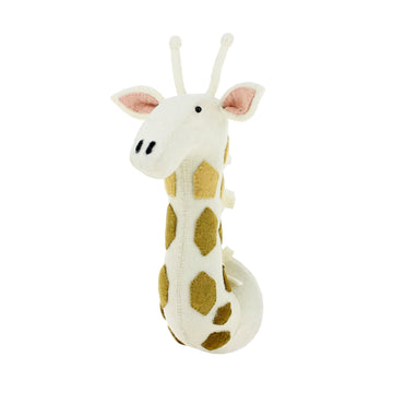 Luxury tonal giraffe head wall decor, handcrafted cream felt animal head with yellow and brown spots, premium safari nursery art by Ella James at brixbailey.com