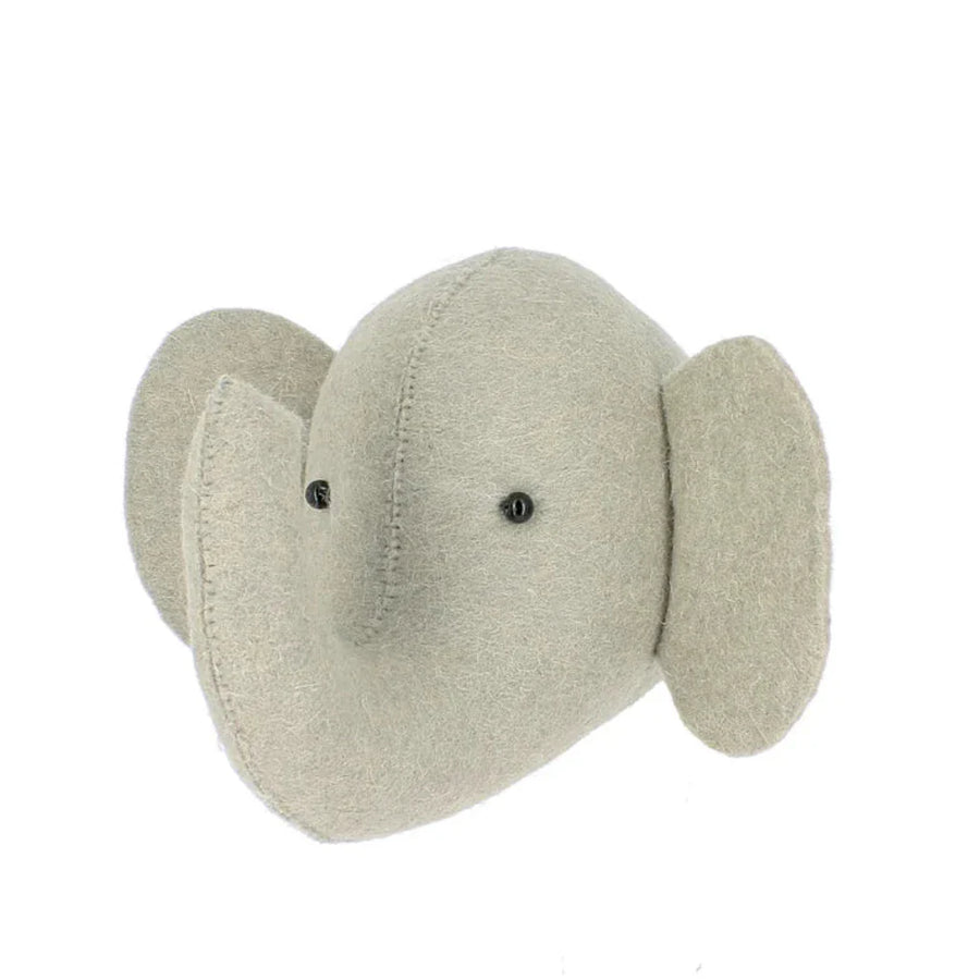 Premium mini Noahs Ark elephant head, stylish neutral nursery decor, handcrafted animal wall art, easy to hang with bamboo hook by Ella James at brixbailey.com
