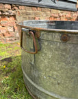 Vintage Galvanised Metal Round Garden Planter Tub Rustic Outdoor Pot