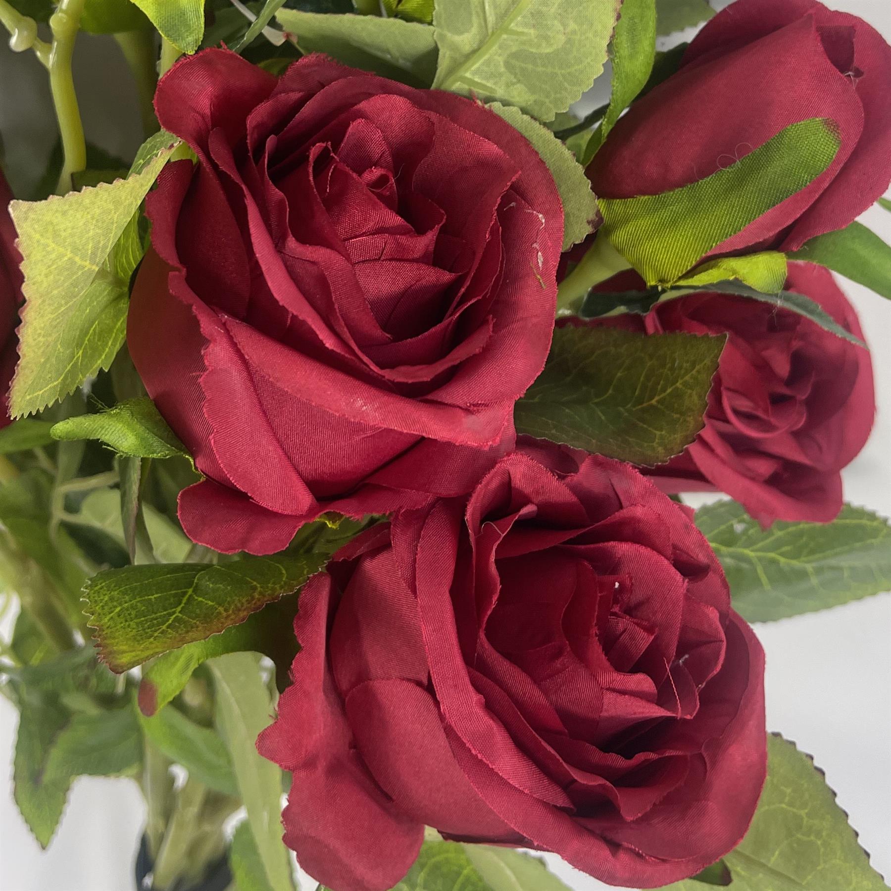 Pack of 6 x 60cm Artificial Red Rose Flower-3