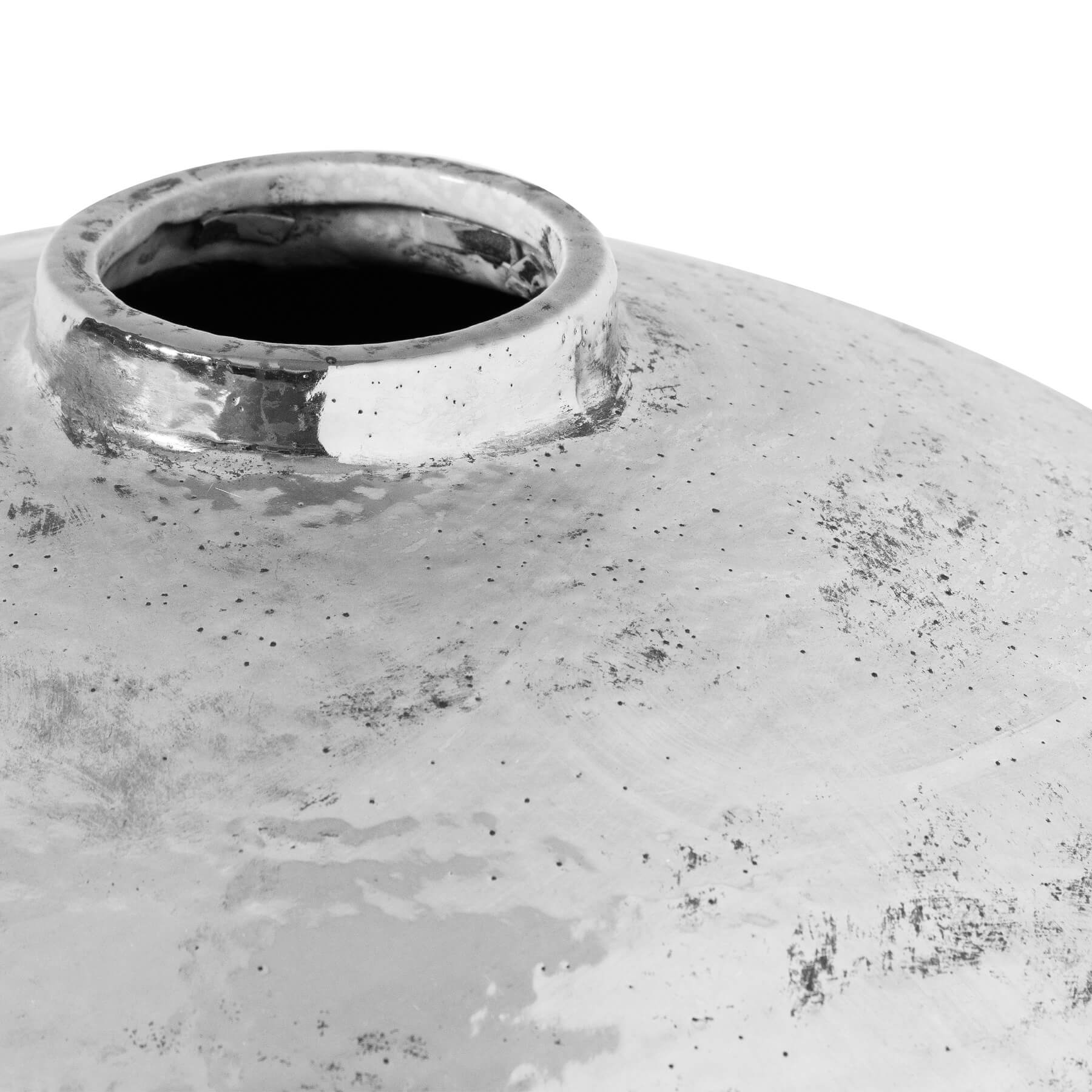 Large Reflective Silver Ceramic Vase