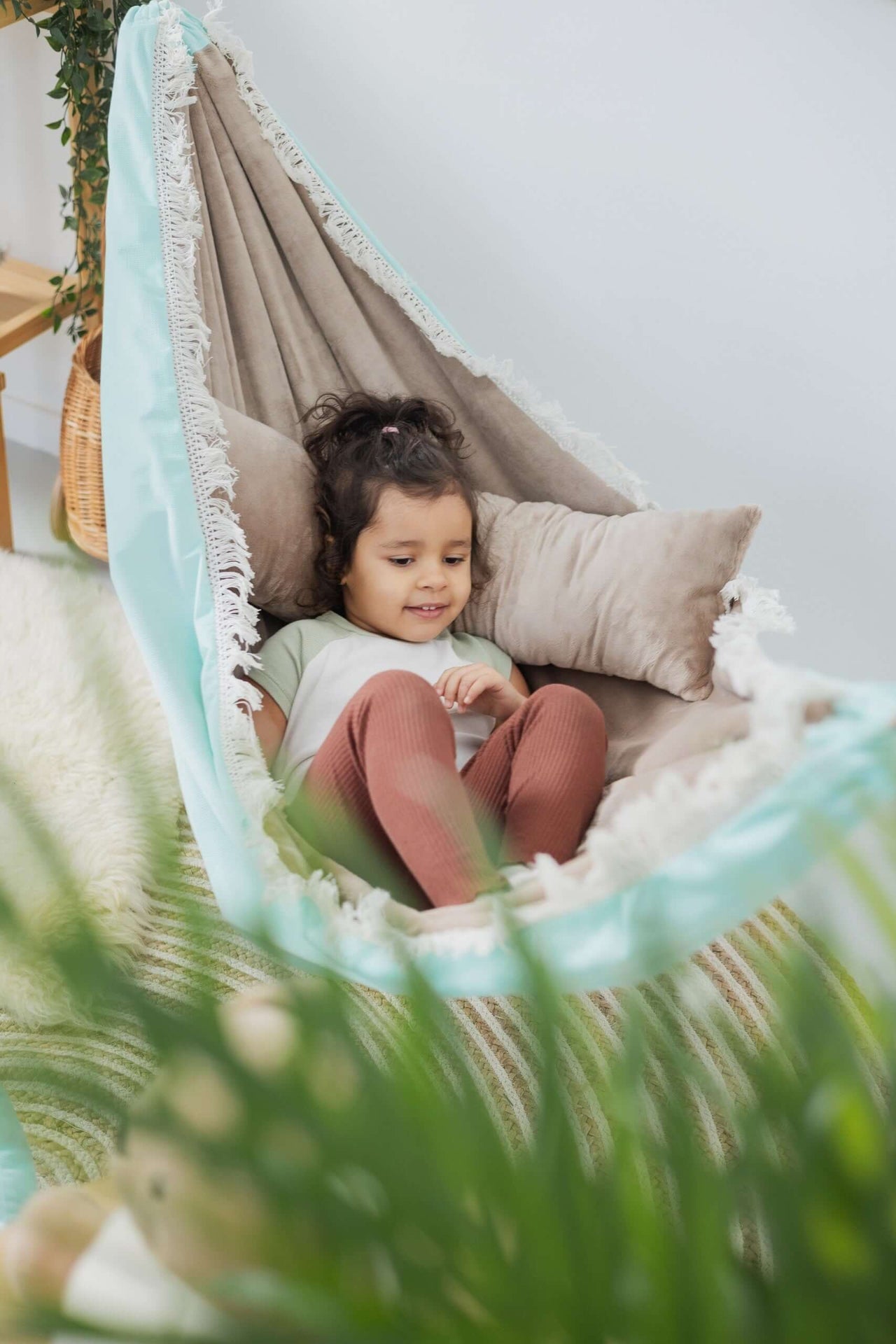 The Blue Cloud Hammock: Ultimate Comfort and Style for Elevated Relaxation - Handmade &amp; Child-Safe by Sówka at www.brixbailey.com