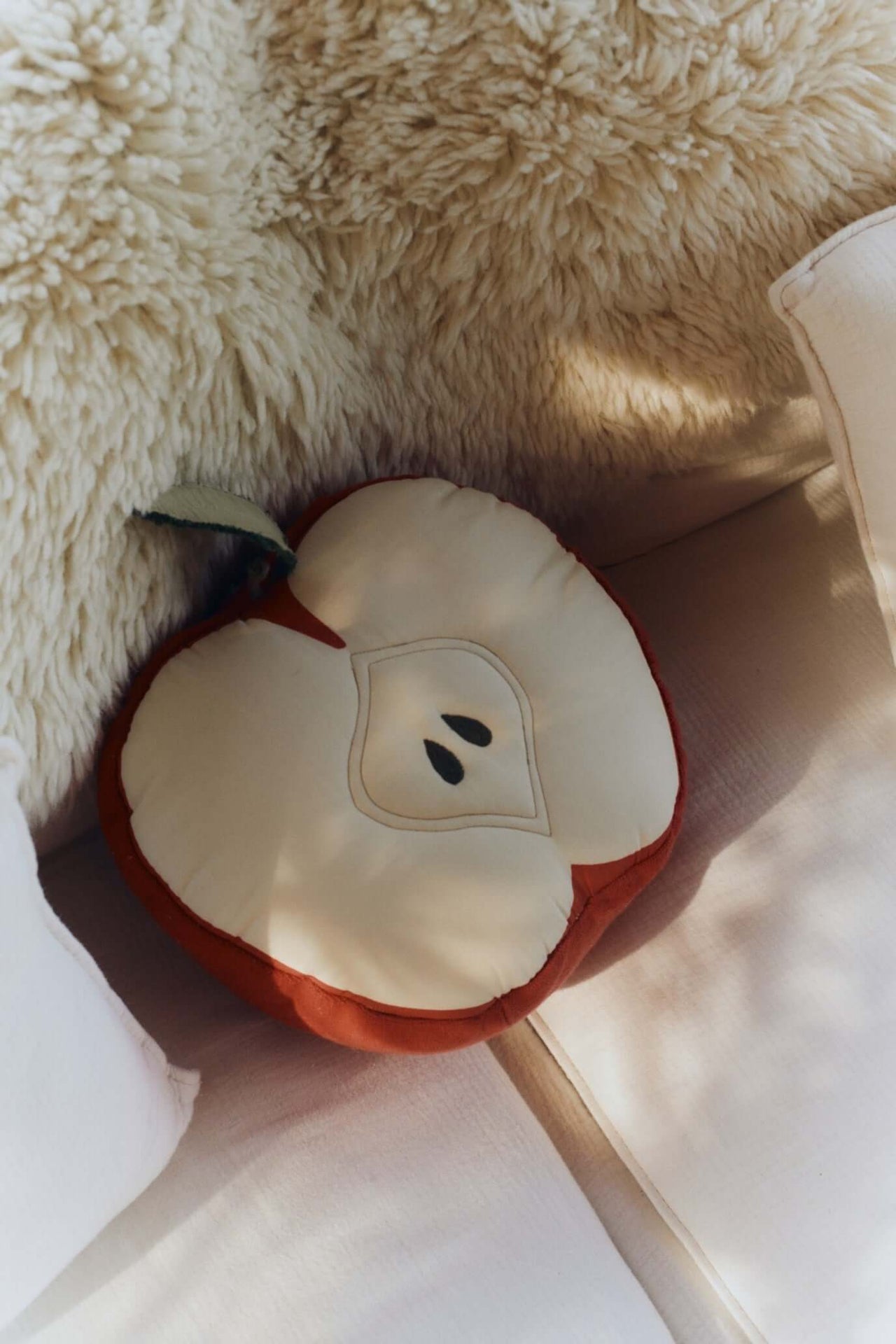 Handmade Cotton Apple Decorative Pillow - Charming & Natural Interior Accent by Lorena Canals at www.brixbailey.com