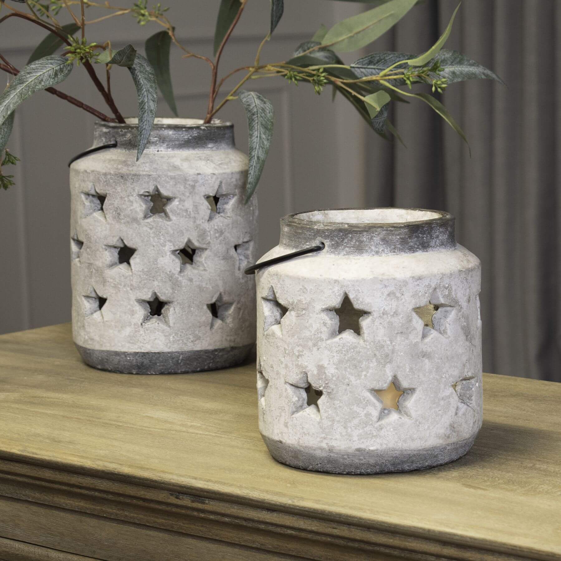 Bloomville Stone Star Lantern Vase in natural ceramic with organic texture for modern or traditional decor  by Sostter at brixbailey.com