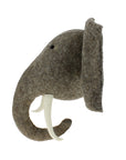 Premium grey wool felt elephant head wall decor, handcrafted with beaded eyes and stitching detail, luxury nursery or playroom art by Ella James at brixbailey.com
