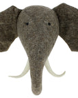 Luxury handcrafted grey wool felt elephant head wall decor with beaded eyes, stylish kids room decor, premium nursery art by Ella James at brixbailey.com