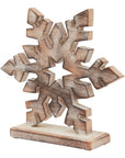 Elegant White Wash Wooden Snowflake Ornament | Festive Decor