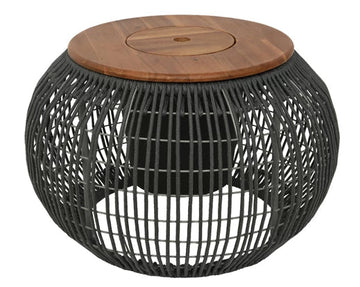 Luxury Seville Rope Side Table with Acacia Wood Top, Stylish Outdoor Indoor Woven Design, Hidden Storage Compartment by Ella James at brixbailey.com