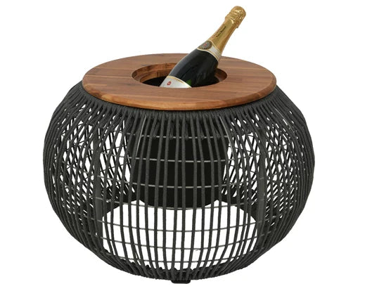 Luxury Seville Rope Side Table with Acacia Wood Top and Hidden Storage, Stylish Indoor Outdoor Decor by Ella James at brixbailey.com