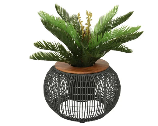 Luxury Seville Rope Side Table with Acacia Wood Top, Stylish Outdoor Indoor Woven Design, Hidden Storage Compartment by Ella James at brixbailey.com