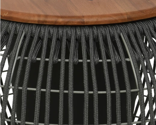 Luxury Seville Rope Side Table with Acacia Wood Top and Hidden Storage Compartment, Stylish Indoor Outdoor Decor by Ella James at brixbailey.com