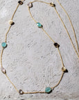Penelope Multi-Stone Necklace: Pariba Onyx, Rose Quartz & Smoky Quartz