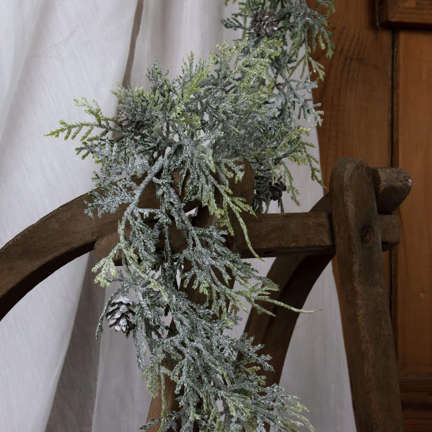 Frosted Pine Garland with Pinecones Winter Decoration