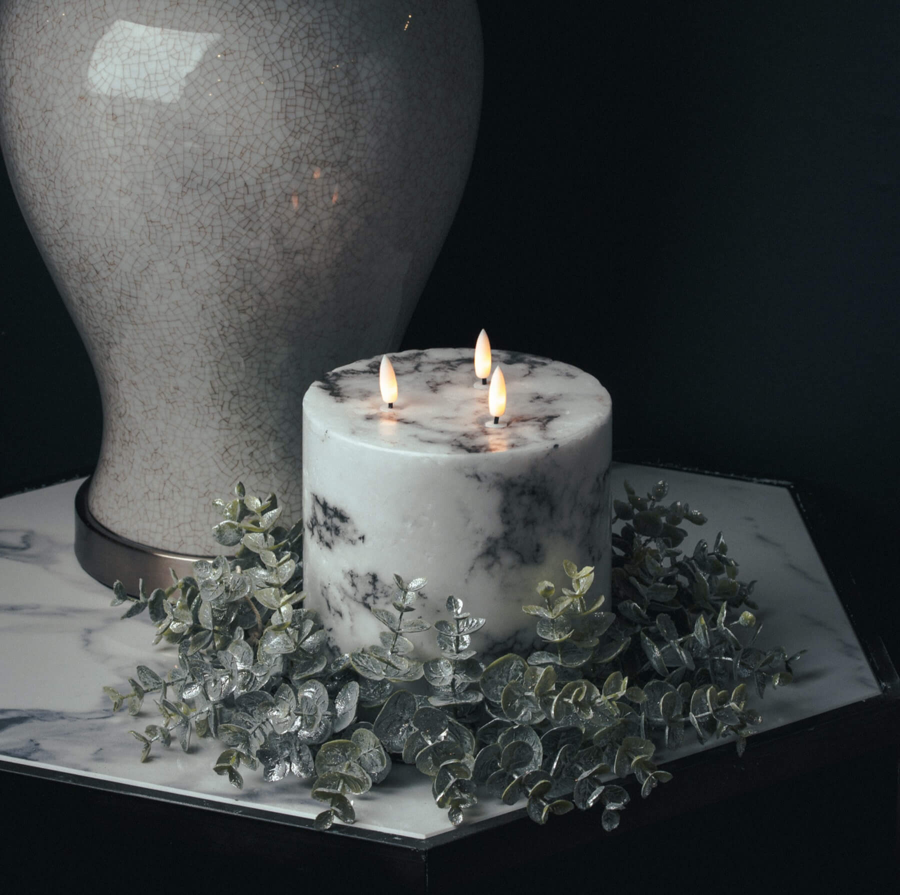 Frosted Eucalyptus Candle Wreath Large Statement Decoration