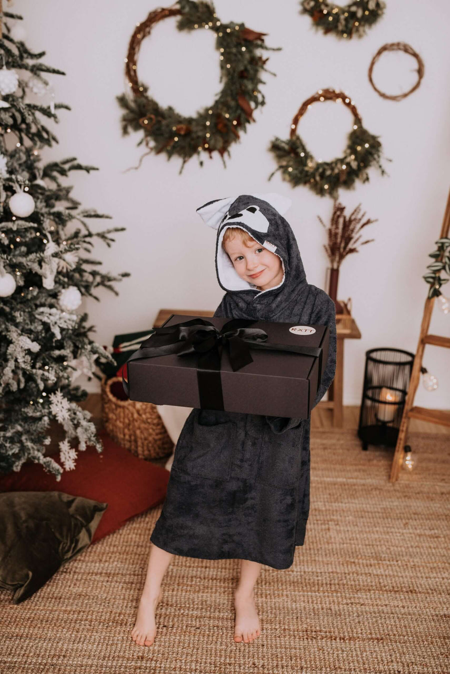 Bamboo Terry Kids' Poncho with Hood & Pockets