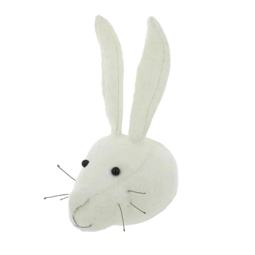 Premium mini white rabbit head wall decor, stylish neutral cream animal head for modern home by Ella James at brixbailey.com