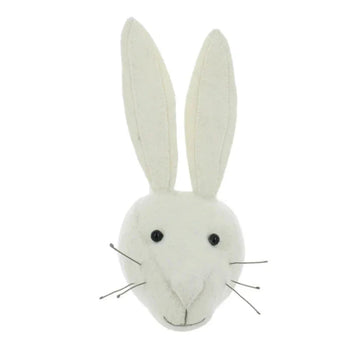 Premium mini white rabbit head wall decor, stylish neutral cream animal head for modern home by Ella James at brixbailey.com