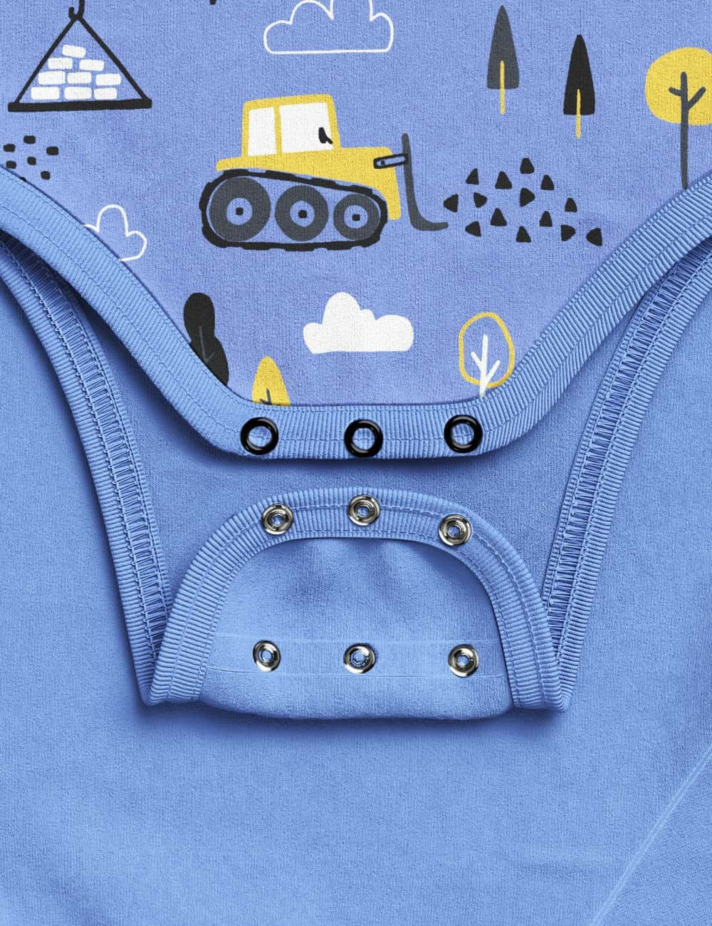 Baby Onesie Construction Print Short Sleeve