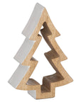 Small Snowy Wooden Christmas Tree Tabletop Decoration