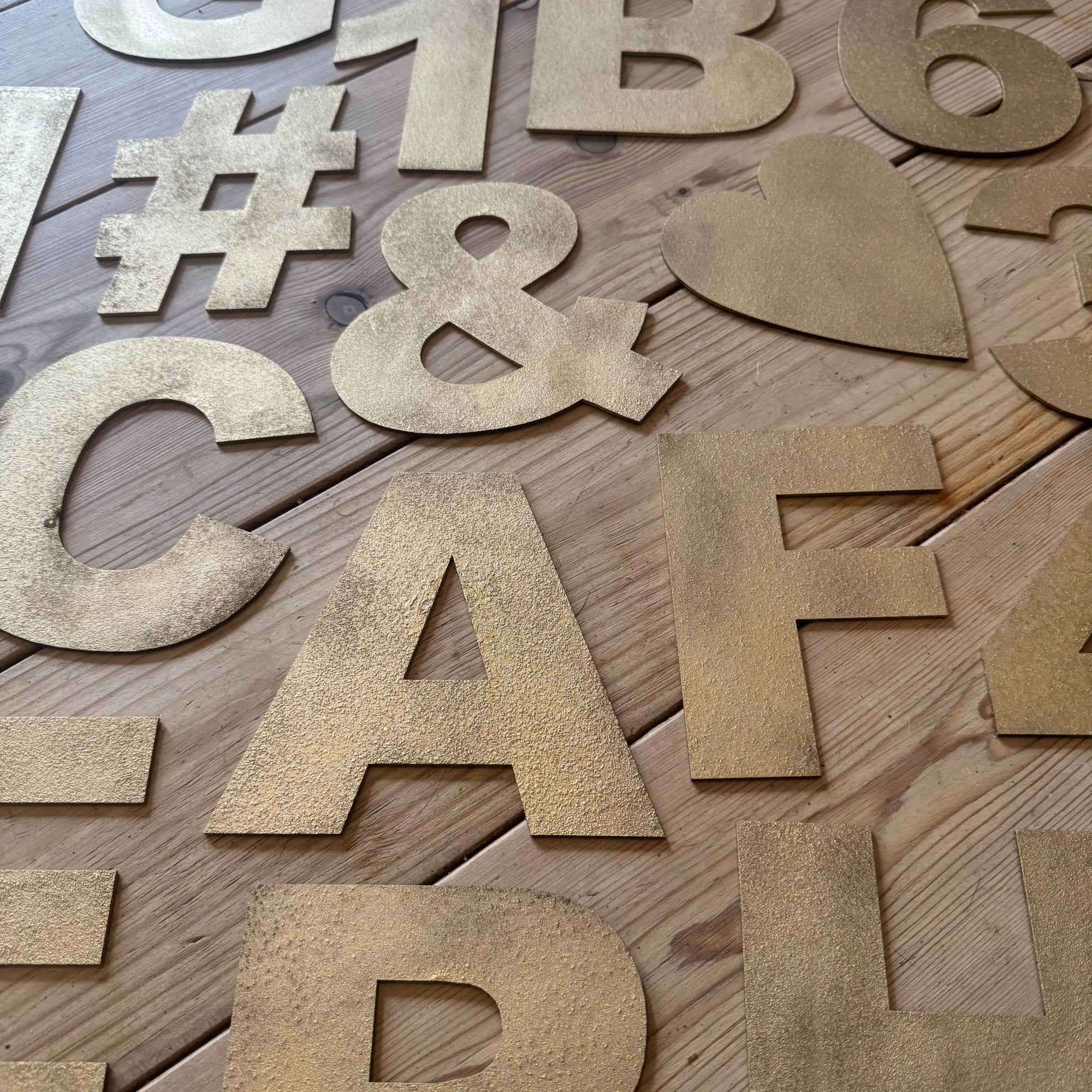Gold Fat Font Metal Alphabet Letters – 5” or 12” Decorative Lettering A–Z