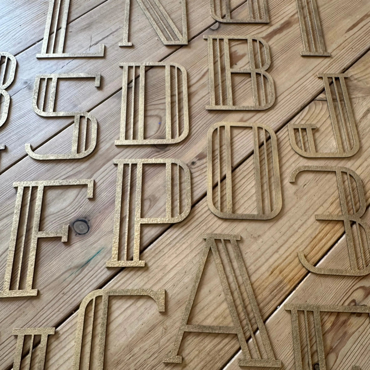 Gold Art Deco Metal Alphabet Letters – 5” or 12” Decorative Lettering A–Z