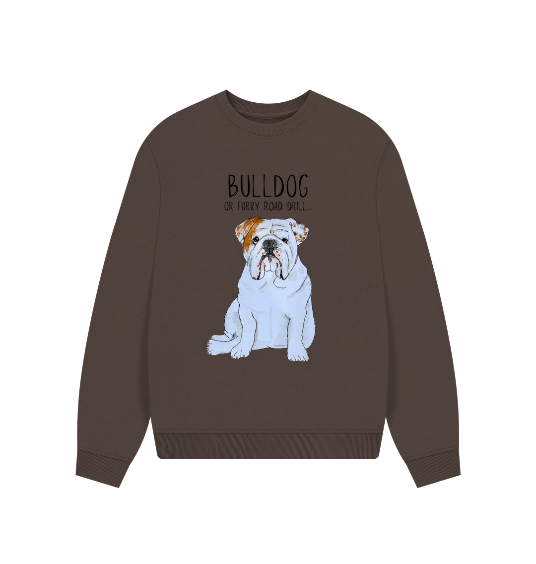 Bulldog Bliss: Furry Road Drill Oversized Sweatshirt for Fierce &amp; Cozy Style!