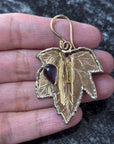 Brass Leaf Dangle Earrings - Nature-Inspired Brass Leaves with Blue Lapis/Labradorite Accents.