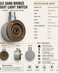 Single Gang 2 Way Antique Brass Conduit Light Toggle Switch