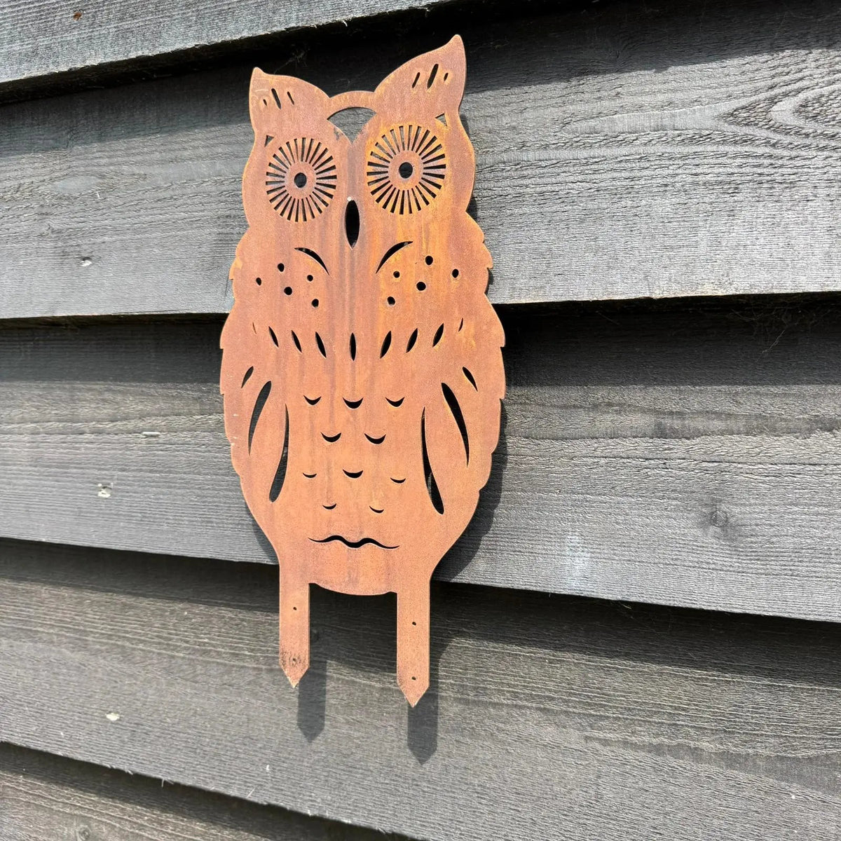 Rusty Metal Standing Owl Garden Decoration