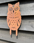 Rusty Metal Standing Owl Garden Decoration