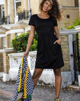 Black Cotton Breastfeeding Dress | Black Nursing Dress | MilkyMoon