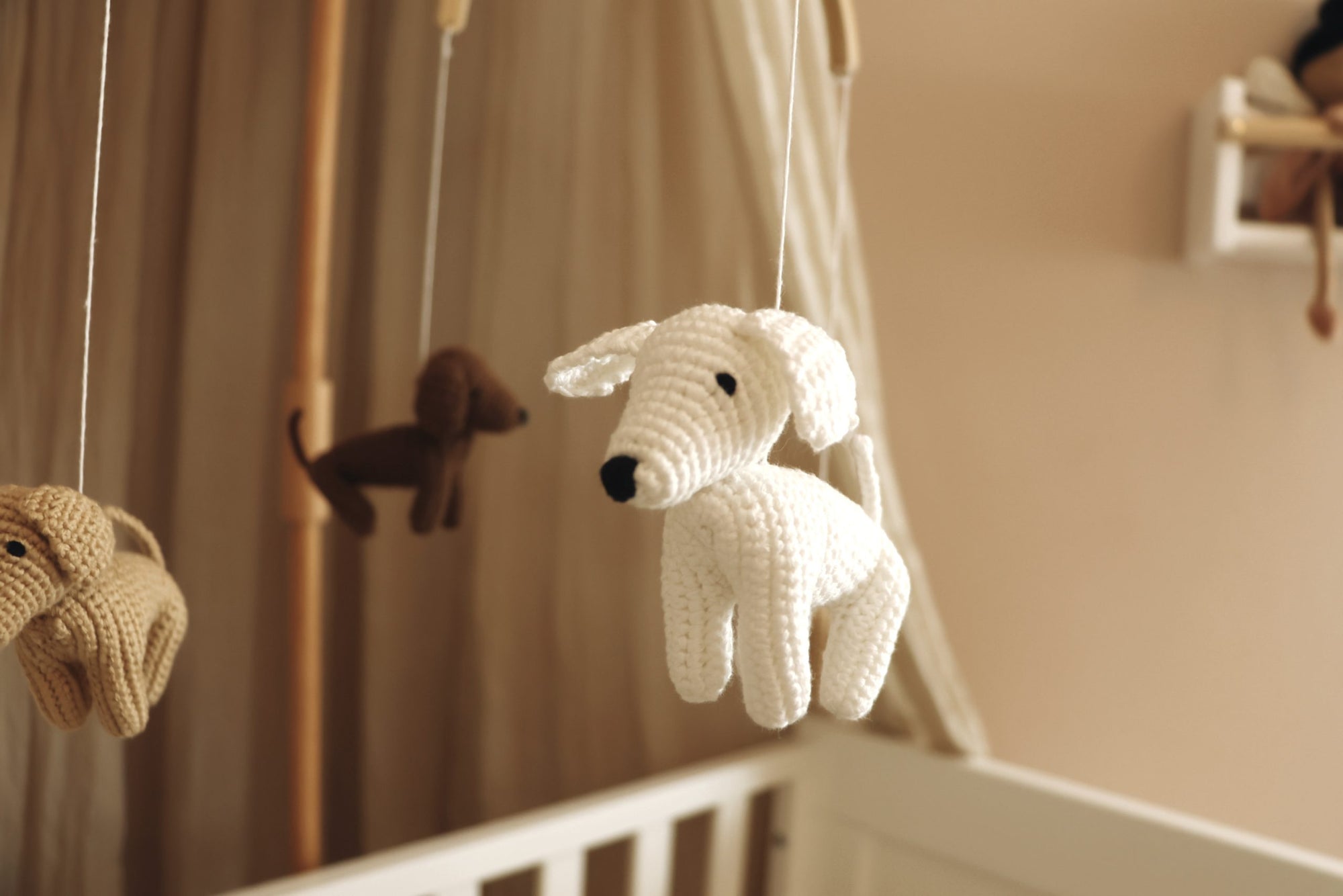 Handmade crochet dogs baby mobile-3