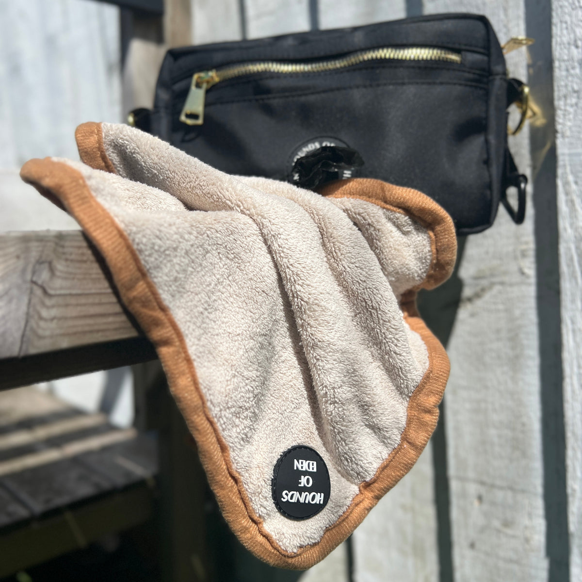 Mini Dog Towel + Clip, Dusty Pink &amp; Green