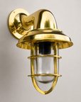 Wells Solid Brass Caged Swan Neck Wall Light - IP65