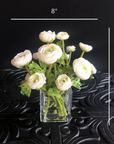 Silk Ranunculus Flowers in Glass Vase - 8"