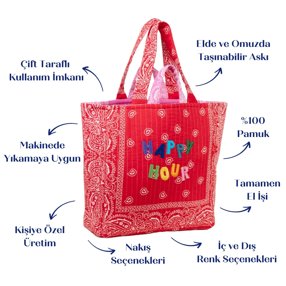 LEO Quilted Maxi Tote Çanta - HAPPY HOUR