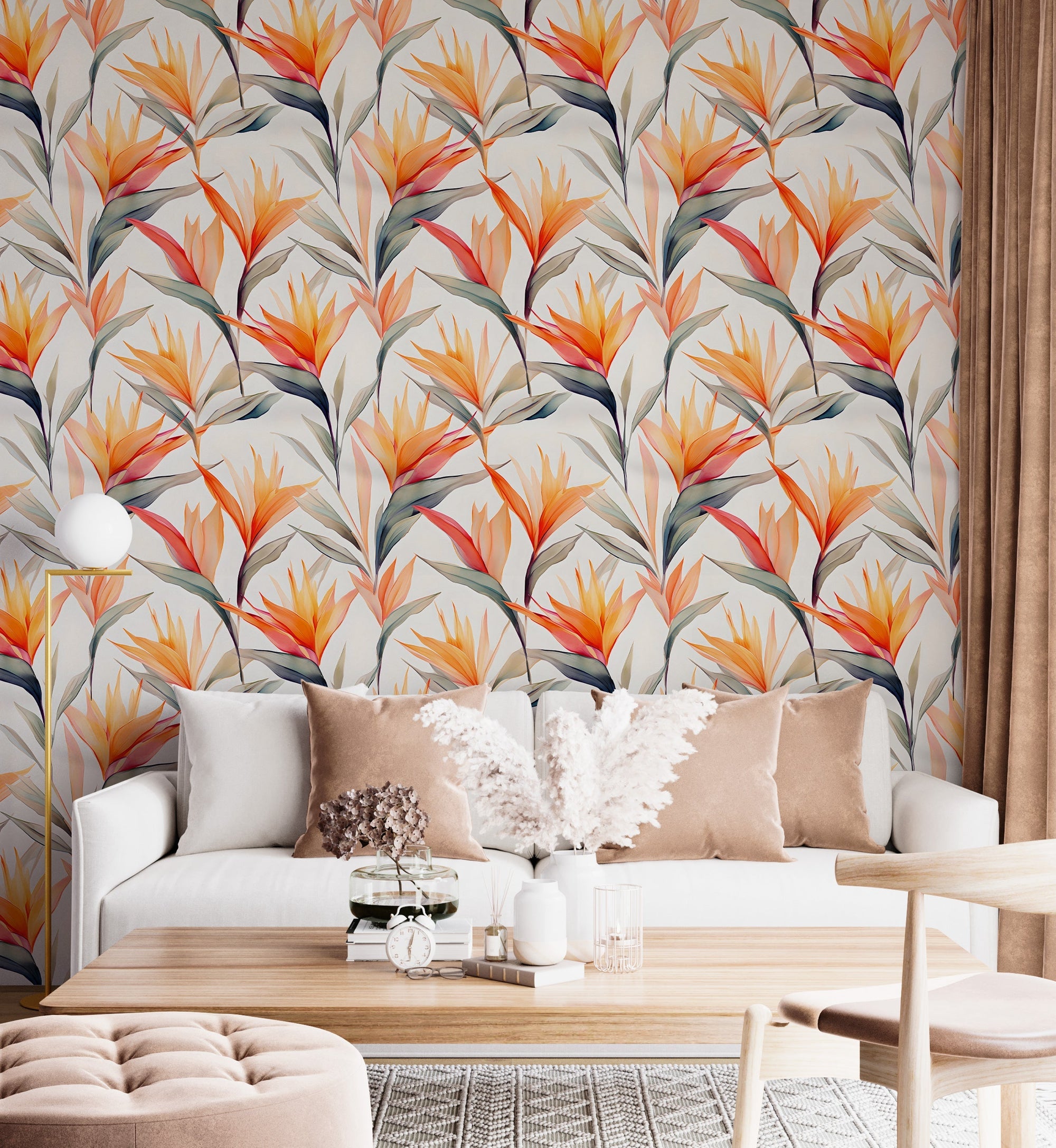 Tropical Strelitzia Floral Wallpaper