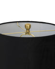 Black Fluted Glass Table Lamp with Velvet Shade