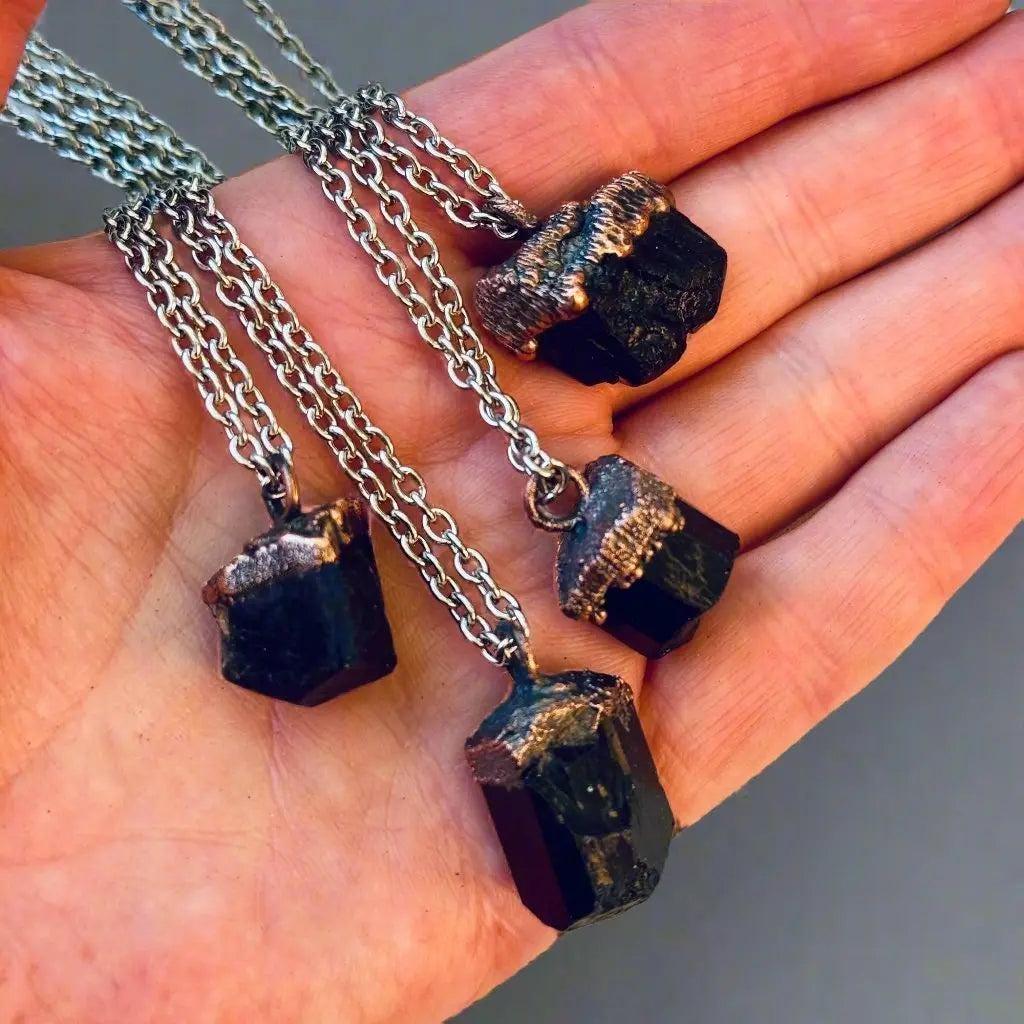 Raw Black Tourmaline Necklace - Mens | Handmade by Blackbird &amp; Sage