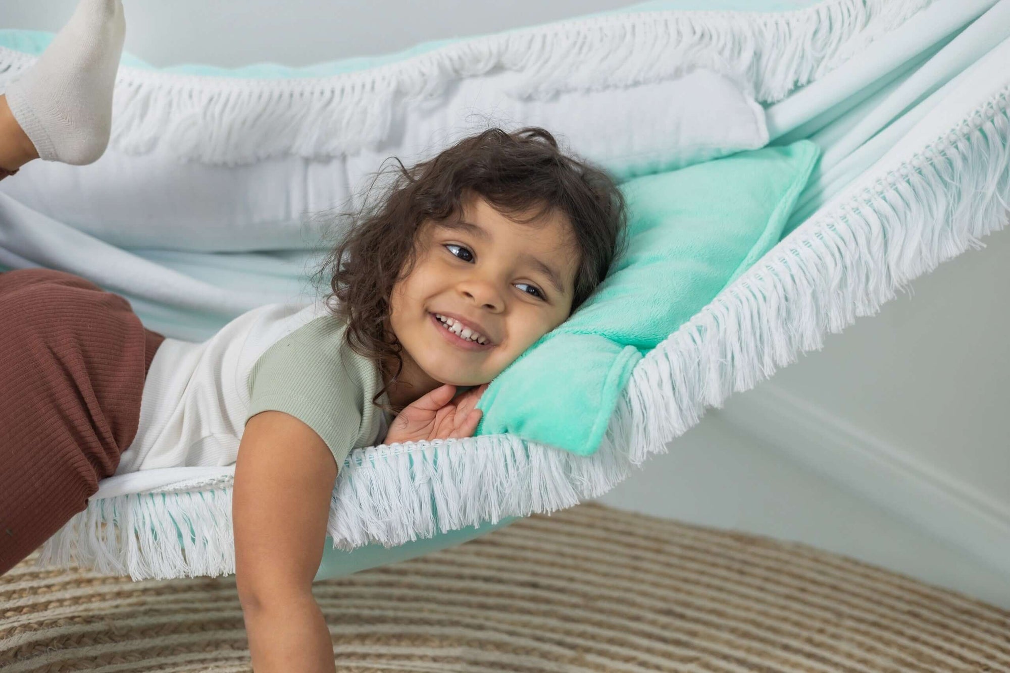 Blue Lagoon Hammock: Serenity & Style for Every Home - Handmade in Poland, Child-Safe & Comfortable by Sówka at www.brixbailey.com