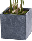 Lifelike faux palm tree in vibrant green with grey square container, 130cm tall, zero-maintenance artificial plant by sostter at brixbailey.com