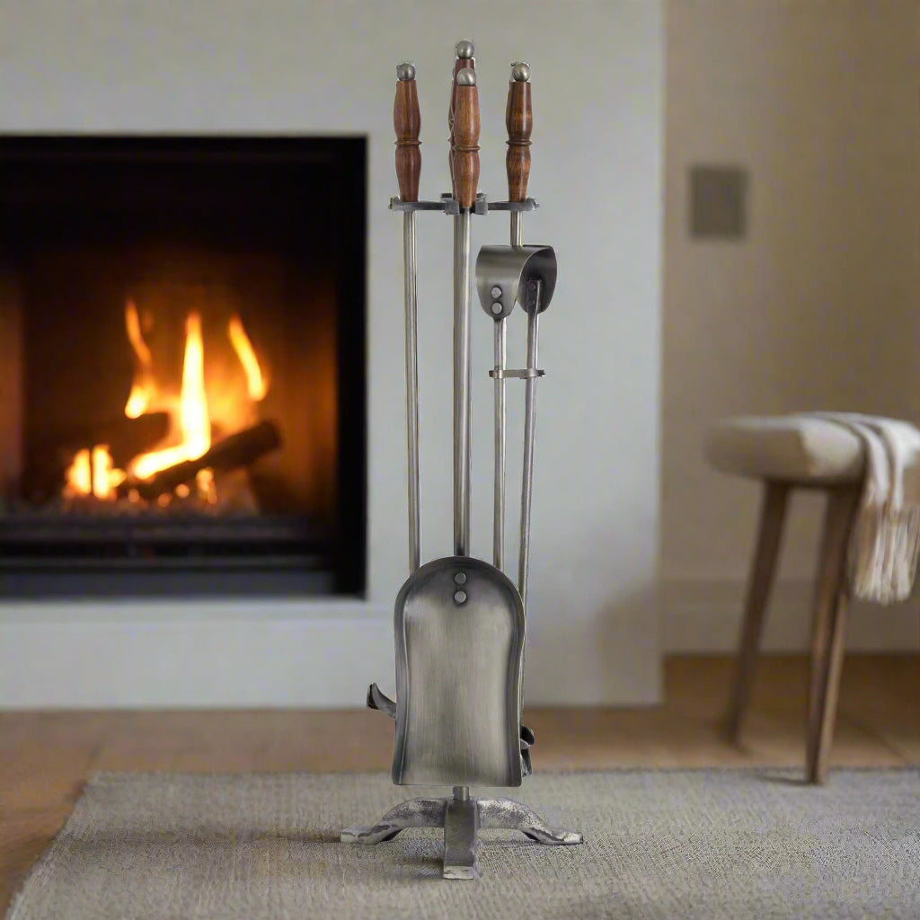 Antique Pewter Fire Tool Set