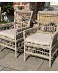 Outdoor Dining Set for Six with Cushions and Glass Table