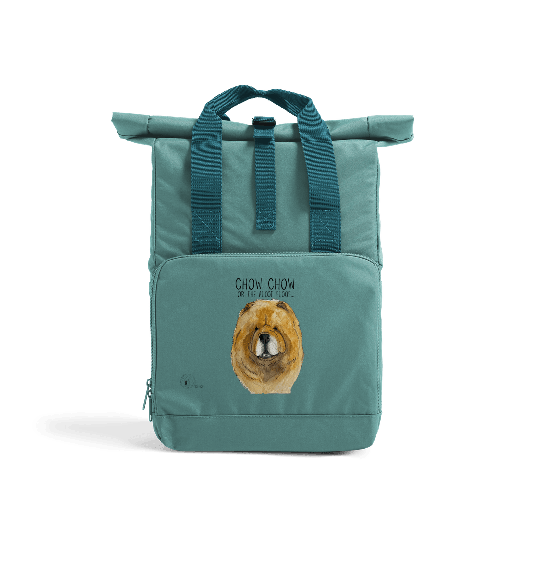 Red Chow Chow Chic: Aloof Floof Roll-Top Backpack