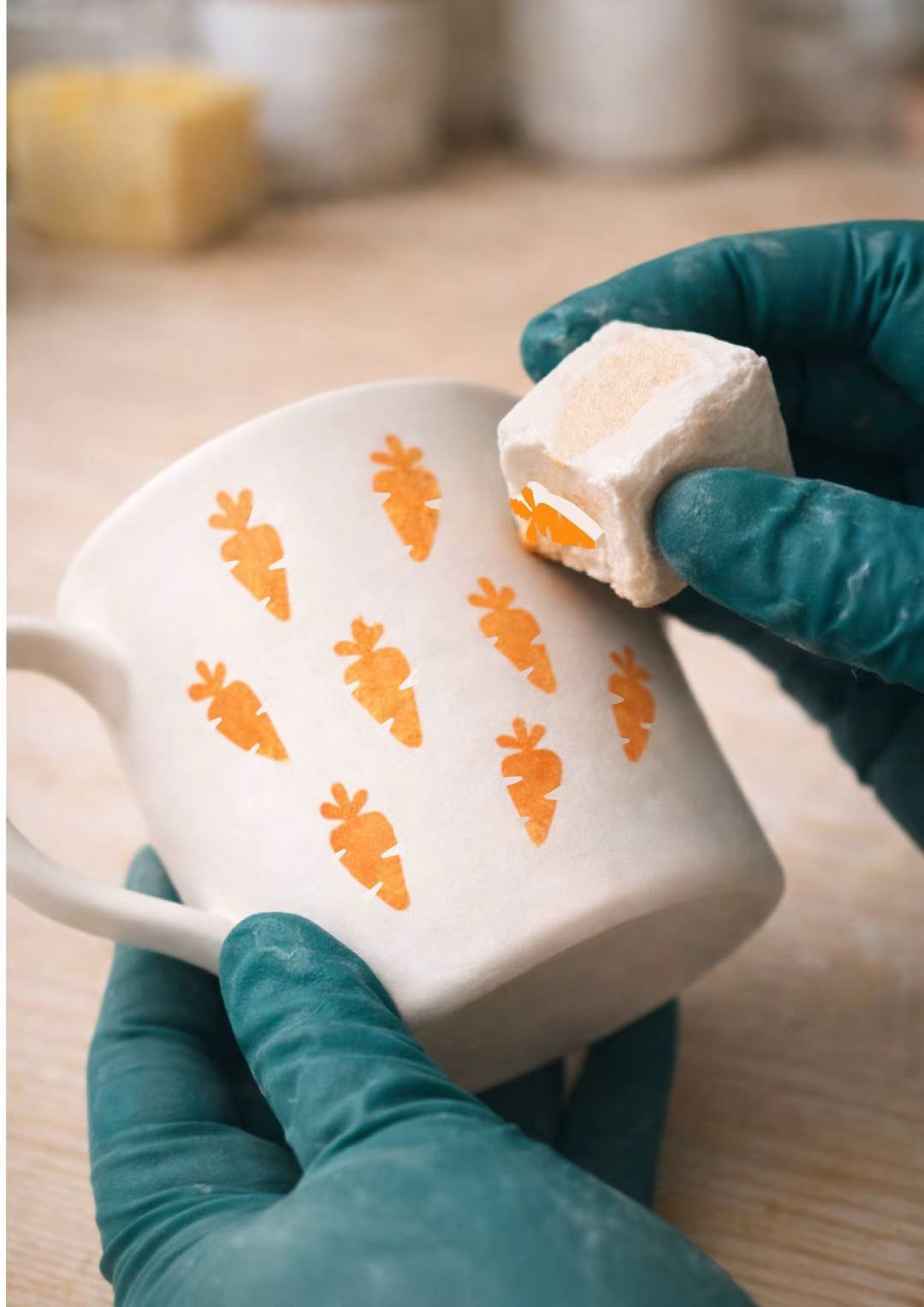 Reusable Pottery Sponge Stamp – Ceramic Clay Carrot Stamp Tool for Pottery Decoration