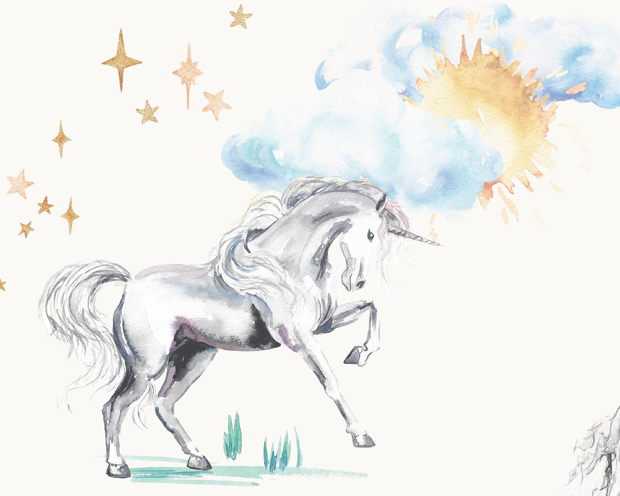 Watercolour Unicorn Wallpaper | Rainbows &amp; Stars