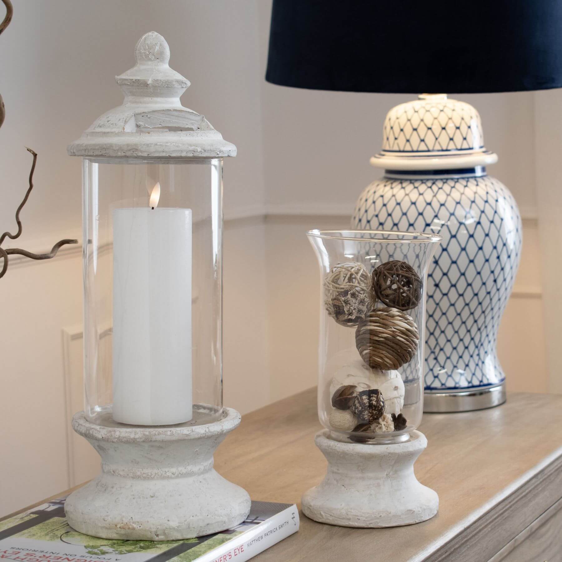 Rustic Stone Hurricane Lantern | Durable Outdoor Lighting