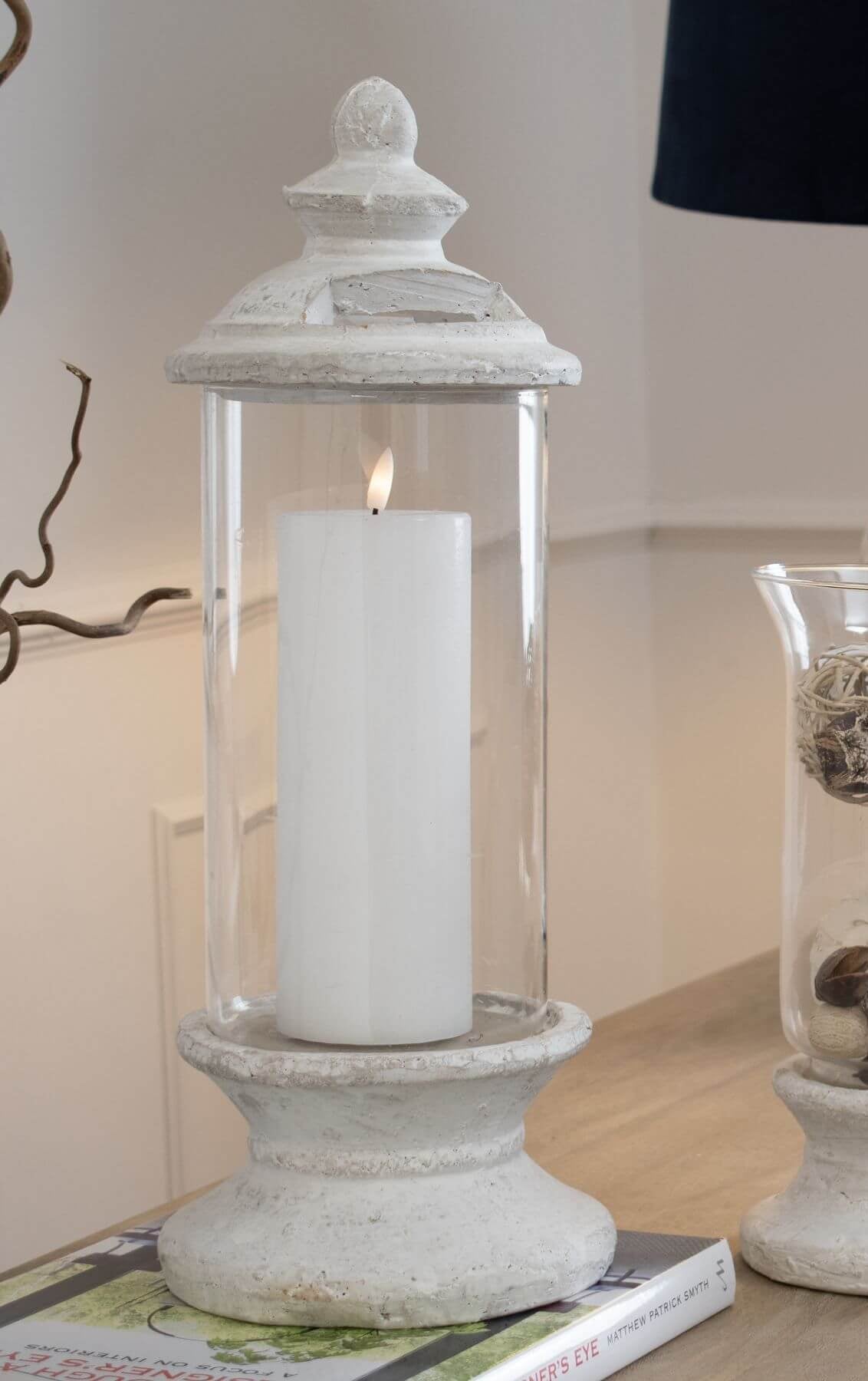 Rustic Stone and Glass Hurricane Lantern