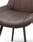 Coffee Brown Dining Chair with Channel Stitching and Metal Legs